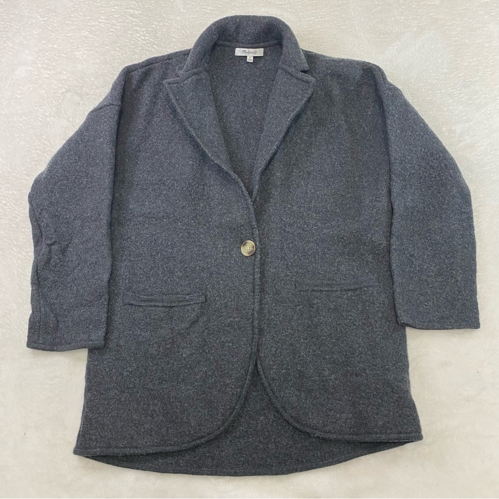 Madewell Blazer Womens Medium Gray Merino Wool Sweater Cardigan Capsule Saville